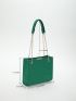 Crocodile Embossed Chain Square Bag
