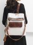 Two Tone Tassel Decor Functional Backpack