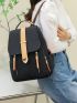 Colorblock Flap Backpack Zipper Front Fashion Backpack