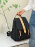 Colorblock Flap Backpack Zipper Front Fashion Backpack