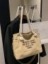 Two Tone Slogan Graphic Shopper Bag
