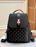 Quilted Pattern Studded Decor Flap Backpack