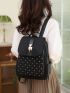 Quilted Pattern Studded Decor Flap Backpack
