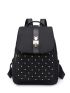 Quilted Pattern Studded Decor Flap Backpack