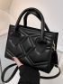 Quilted Double Handle Square Bag