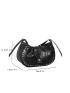 Crocodile Embossed Studded Decor Hobo Bag