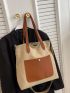 Two Tone Shoulder Tote Bag
