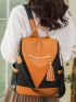 Two Tone Tassel Decor Classic Backpack