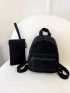 Mini Corduroy Classic Backpack With Purse