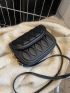Mini Black Embossed Flip Simple & Versatile Diagonal Shoulder Bag