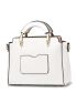 Cute Letter Detail Handbag, Simple Double Handle Purse, Trendy Zipper Shoulder Bag With Adjustable Strap
