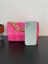 Neon Pink Quilted Flap Chain Square Bag