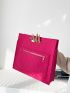 Neon Pink Crocodile Embossed Square Bag