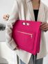 Neon Pink Crocodile Embossed Square Bag