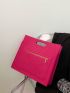 Neon Pink Crocodile Embossed Square Bag