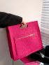 Neon Pink Crocodile Embossed Square Bag