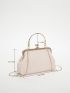 Minimalist Kiss Lock Chain Straw Bag