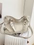 Studded Decor Shoulder Tote Bag