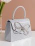 Glitter Bow Decor Square Bag