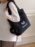 Letter Graphic Shopper Bag With Purse