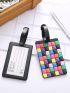 Colorblock Plaid Pattern Luggage Tag