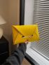 Neon Yellow Crocodile Embossed Metal Decor Flap Envelope Bag