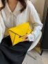 Neon Yellow Crocodile Embossed Metal Decor Flap Envelope Bag