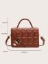 Quilted Metal Lock Flap Square Bag