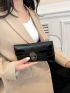 Crocodile Embossed Metal Decor Long Wallet
