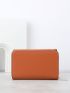Metal Decor Flap Long Wallet
