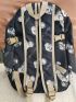 Men Cartoon Graphic Casual Daypack With Bag Charm
