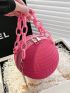 Mini Neon Pink Chain Circle Bag
