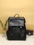 Men Buckle Decor Satchel Backpack