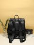 Men Buckle Decor Satchel Backpack