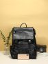 Men Buckle Decor Satchel Backpack