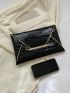 Crocodile Embossed Metal Decor Flap Envelope Bag