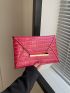 Crocodile Embossed Metal Decor Flap Envelope Bag