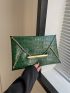 Crocodile Embossed Metal Decor Flap Envelope Bag