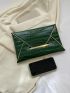 Crocodile Embossed Metal Decor Envelope Bag Black Elegant Clutch Bag