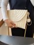 Minimalist Flap Straw Bag With Bag Charm