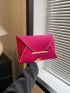 Neon Pink Crocodile Embossed Metal Decor Flap Square Bag