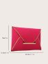 Neon Pink Crocodile Embossed Metal Decor Flap Square Bag