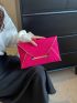 Neon Pink Crocodile Embossed Metal Decor Flap Square Bag