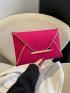 Neon Pink Crocodile Embossed Metal Decor Flap Square Bag