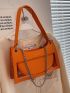 Letter Graphic Chain Decor Baguette Bag