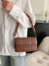 Quilted Pattern Flap Square Bag