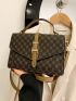 Geometric Pattern Buckle Decor Flap Square Bag