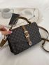 Geometric Pattern Buckle Decor Flap Square Bag