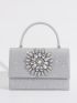 Glitter Rhinestone Decor Flap Square Bag