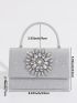 Glitter Rhinestone Decor Flap Square Bag